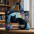 Chat Noir - Women's Quilted Tote Bag — Elegant Daily Carry