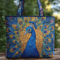 Peacock - Women's Quilted Tote Bag — Elegant & Roomy