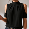 DIANA | Women's Black Pleated Top with Split Sleeves