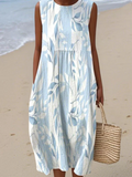 Joy™ | Women's Leafy Print Midi Dress — Relaxed Fit