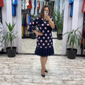 VICTORIA | Women's Pleated Polka Dot A-Line Dress