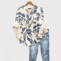 Cordelia | Women's Printed Ruffle-Sleeve Blouse — Relaxed Fit