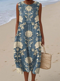 Belle™ | Women's Boho Midi Dress — Vintage Floral Print