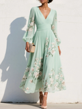 Prescela | V-Neck Chiffon Floral Midi Dress