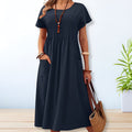 Brittany - Women's Elegant Midi Dress with Pockets