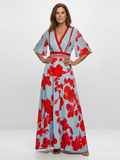 Amelia | V Neck Short Sleeve Floral Maxi Dress