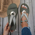 Marlenia - Women's Flat Sandals with Metal Buckle Detail